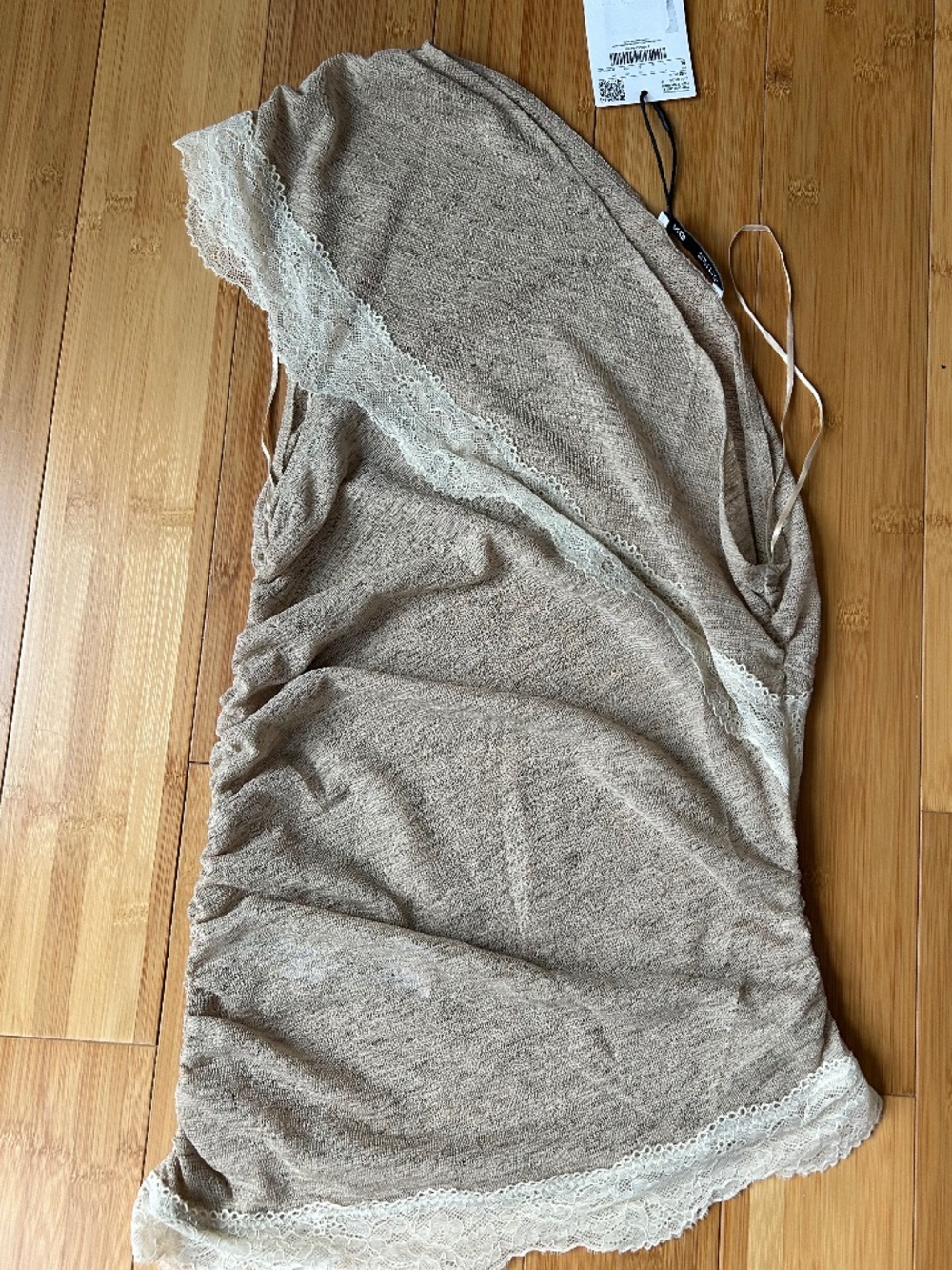 LACE TOP WITH ASYMMETRICAL NECKLINE